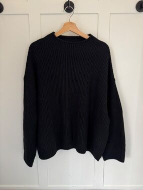 Like New Gap Mock neck Oversized Knit Sweater Black, Cotton knitted Top